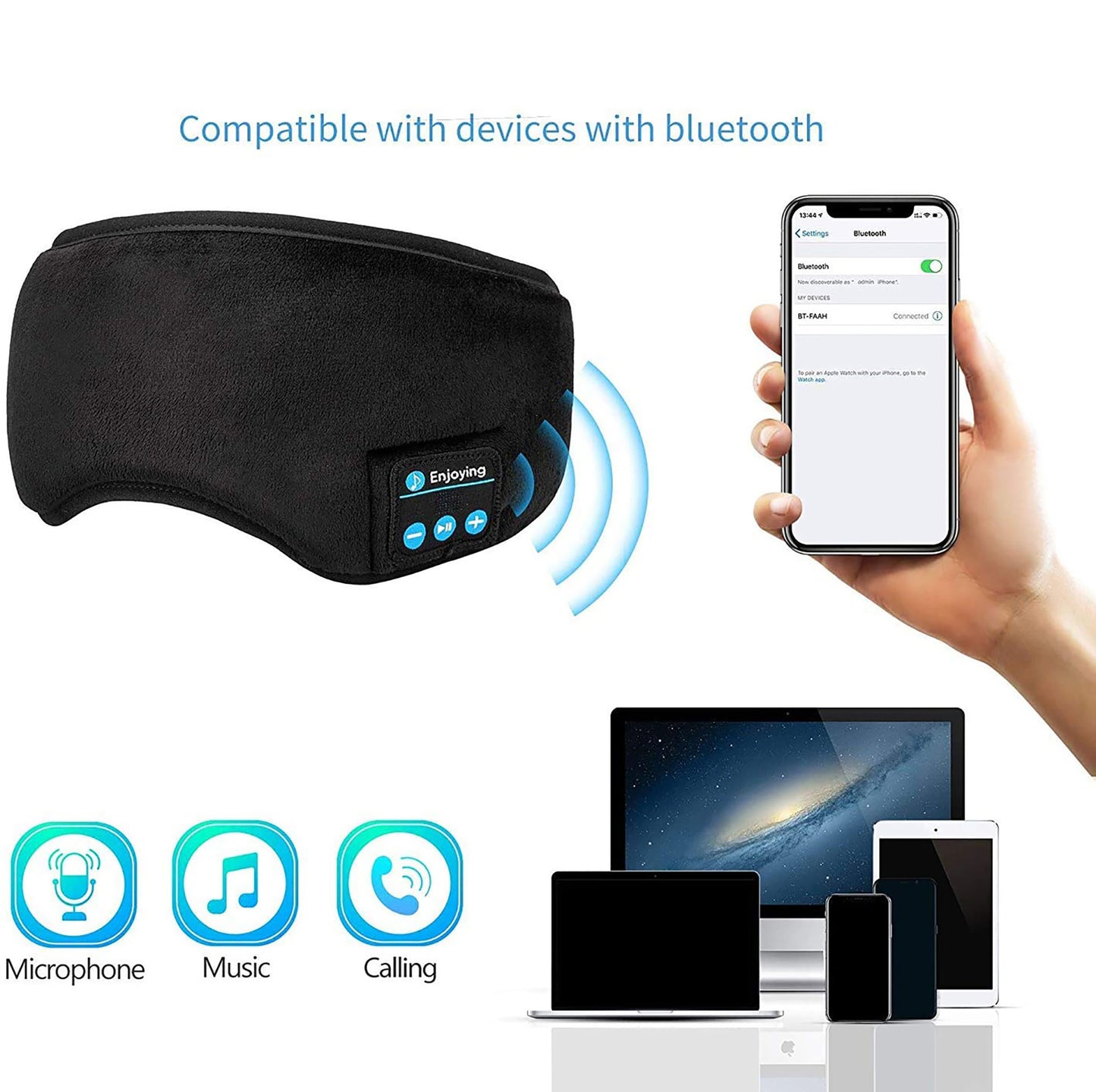 3D Stereo Sleep Mask with Bluetooth Headphones